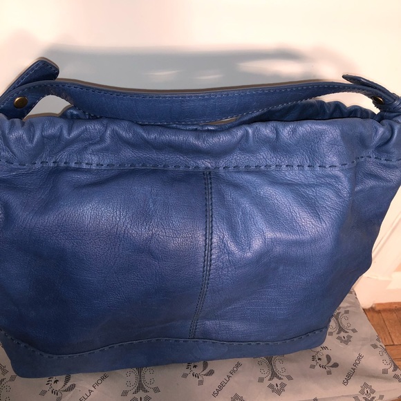 Isabella Fiore Blue Pebbled Leather Hobo - Picture 3 of 16